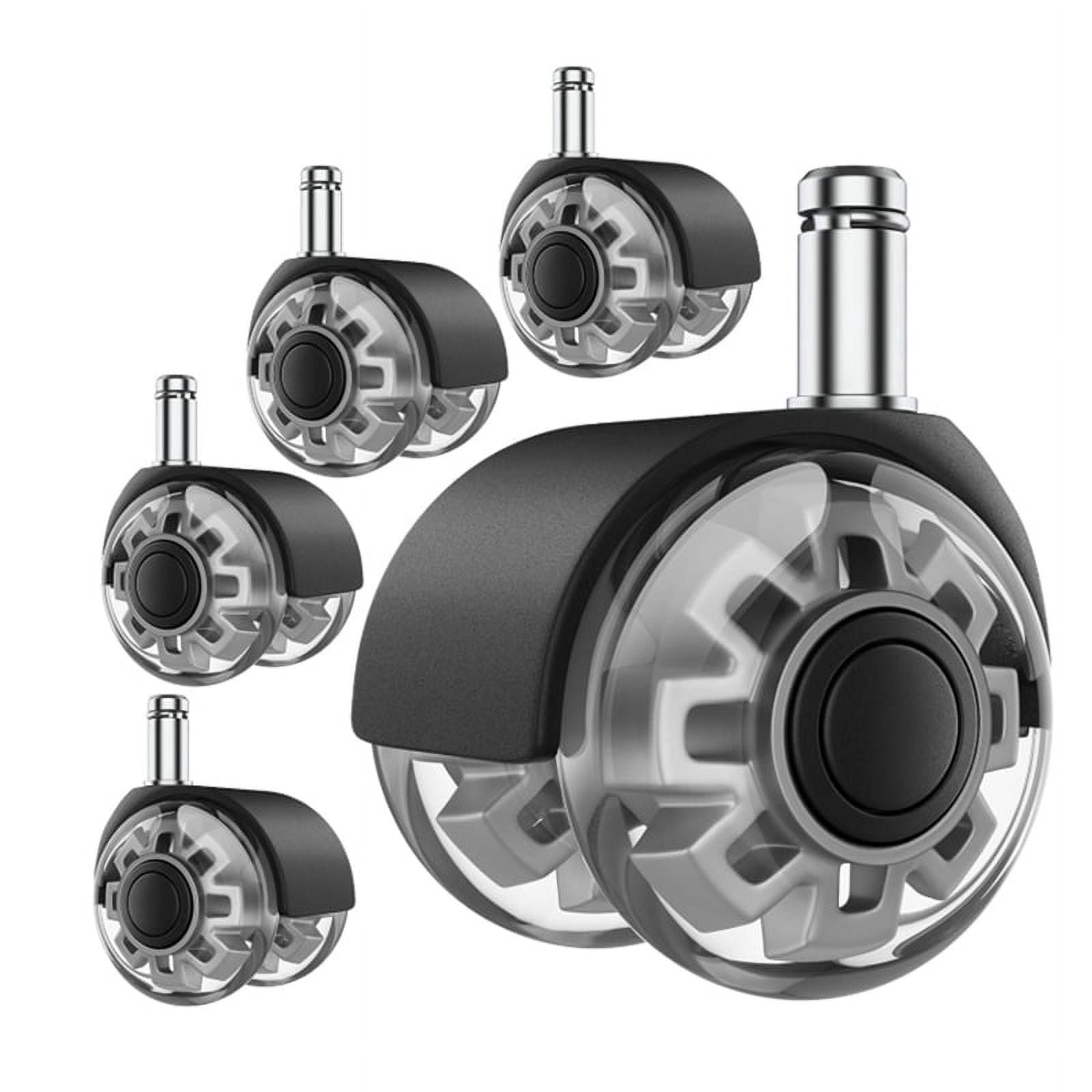 Office Chair Caster Wheels, 2 Inch Heavy Duty Replacement Wheels, Soft & Quiet Rubber for Hardwood Floors & Carpet