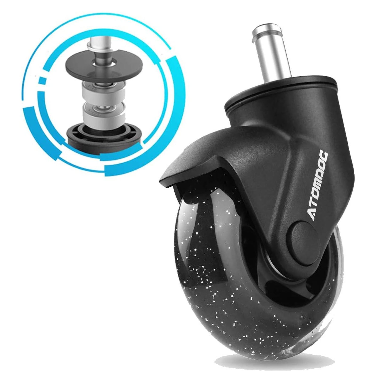 Office Chair Caster Wheels, 3" Newly Lightweight Caster Wheels