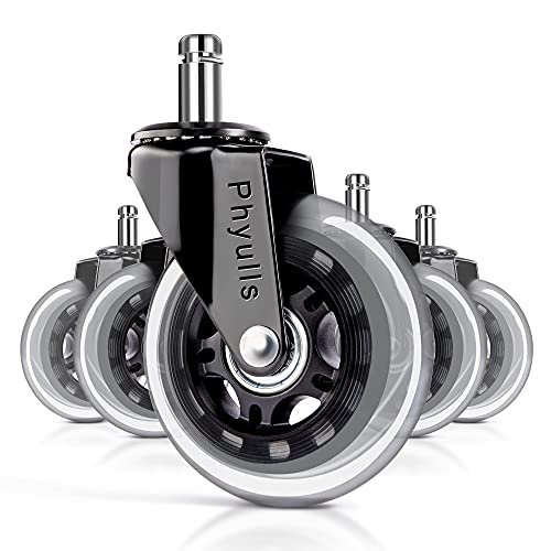 Office Chair Caster Wheels 3" Rollerblade Replacement Rubber Chair