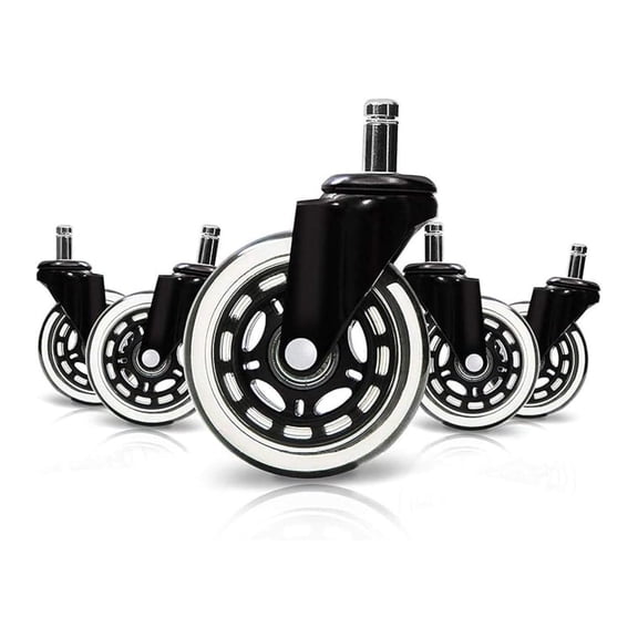Office Chair Caster Wheels Heavy Duty Safe for All Floors Including Hardwood Perfect Replacement for Desk Floor Mat Style 3" (Set of 5)