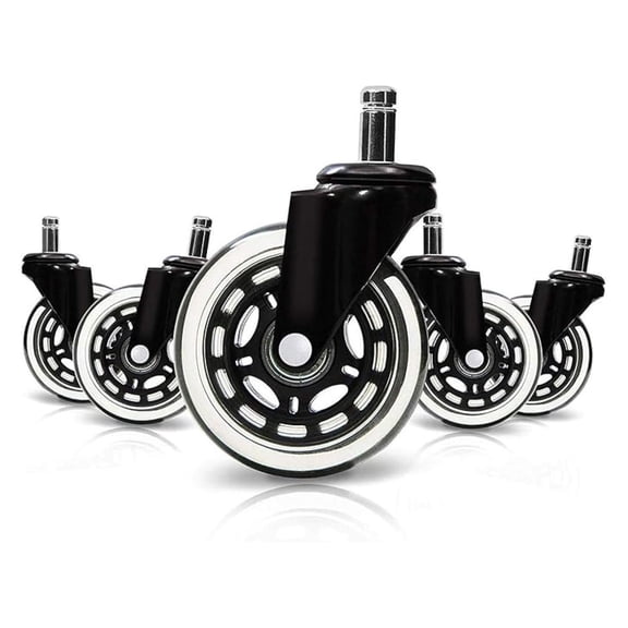 Office Chair Caster Wheels Heavy Duty Safe for All Floors Including Hardwood Perfect Replacement for Desk Floor Mat Style 3" (Set of 5)