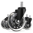 thumbnail image 1 of Office Chair Caster Wheels Replacement Rubber Chair casters for Hardwood Floors and Carpet,(Set of 5) Heavy Duty Office Chair casters for Chairs to Replace Office Chair mats Universal fit, 1 of 9
