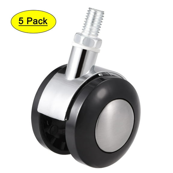 Office Chair Casters 2" Twin Wheel M10x15 Threaded Stem Swivel 5pcs