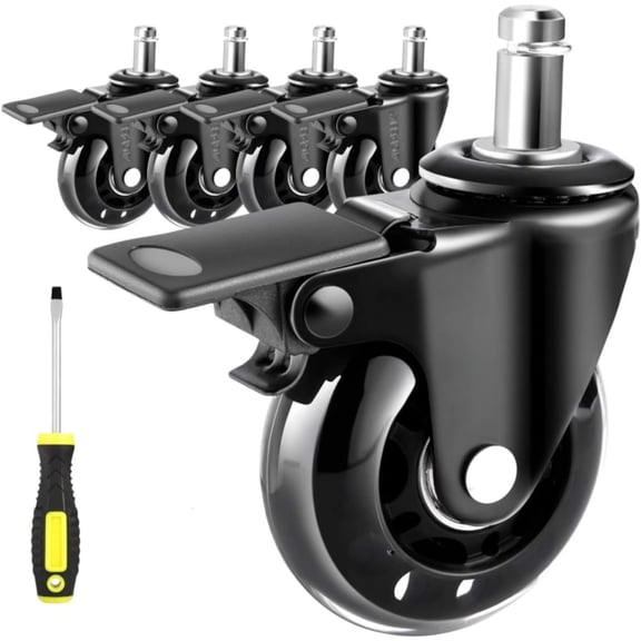 Office Chair Casters with Heavy Duty 2.5" Universal Fit Locking Casters with , Safe Roller Wheel Replacement with System for Hardwood Floors Mat Carpet Tile, Set of 5