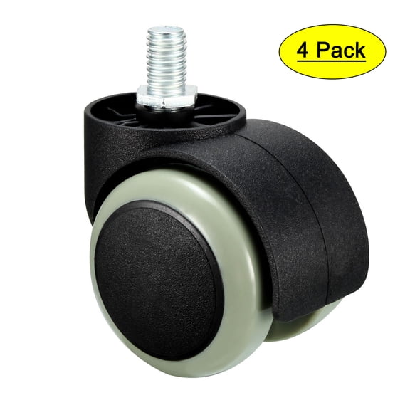 Office Chair Casters Wheels 2 Inch PU Twin Wheel Swivel Caster Gray, 4 Pcs