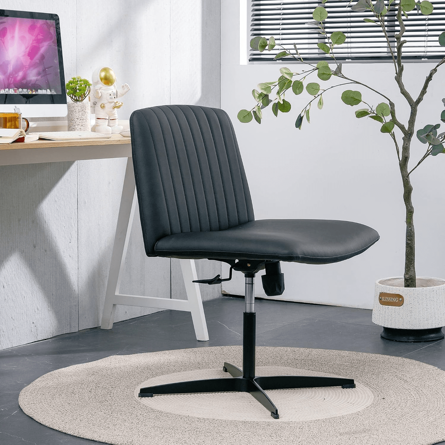 Office Chair Computer Chair，Adjustable 360 ° Swivel Cushion Chair with
