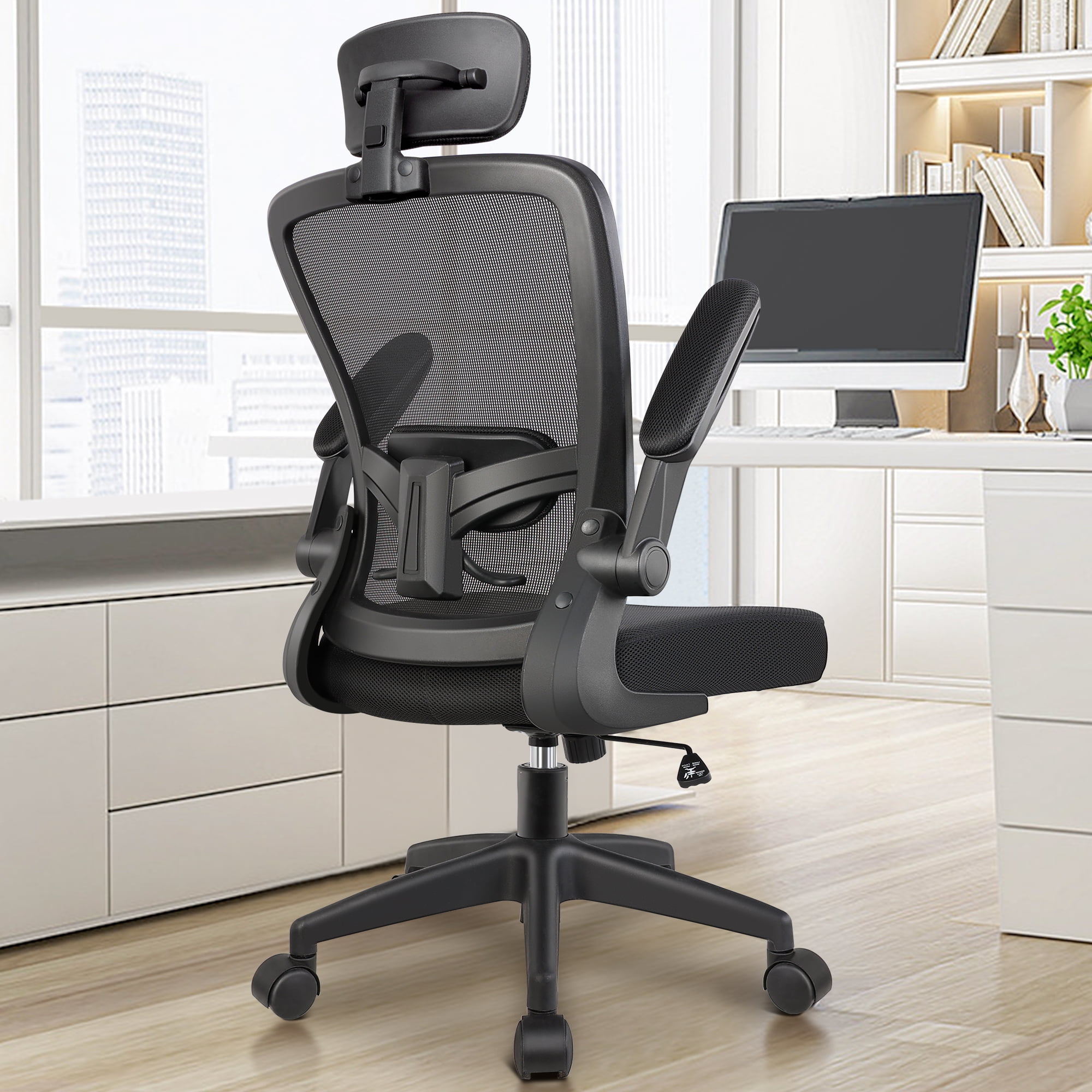 Ergonomic Office Chair Headrest Desk Chair With Adjustable Lumbar Support