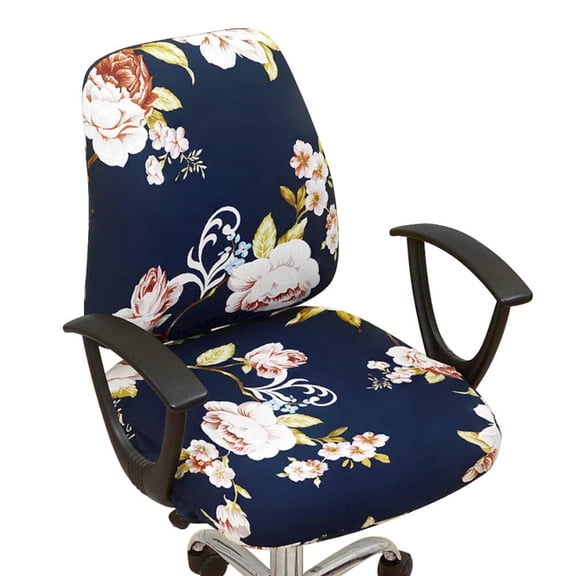 Office Chair Cover Stretchable Computer Desk Chair Seat Covers Anti-Dust Universal Split 2 Piece Rotating Swivel Chair Slipcover Protector