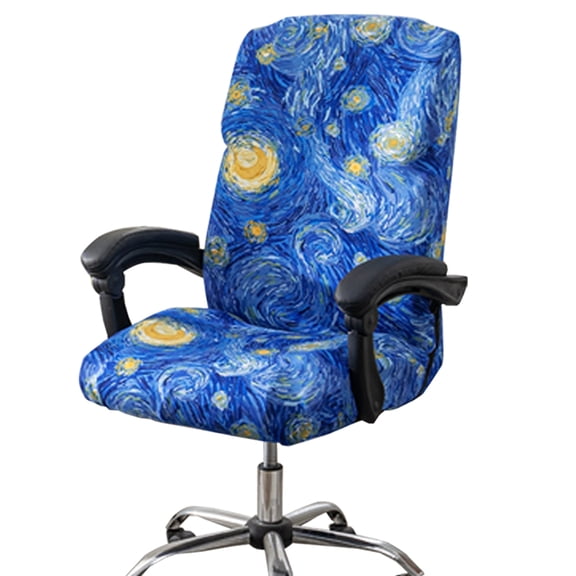 Office Chair Cover Stretchable Printed Computer Chair Cover with Back Spandex Armrest Office Desk Chair Protector with Zipper Washable Durable