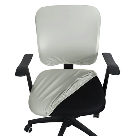 Office Chair Cover / Washable Removable Stretchable Universal Swivel Chair Cover PU Oil- Dust Protective Cover / , Gray Seat+Backrest