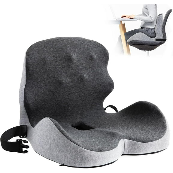 Extra Thick & Large Office Chair Cushion,3.75 lbs Back and Seat Cushion for Tailbone Pain Relief,Raised Seat Cushion Edge and Thickened Lumbar Support,Suitable for Office and Home Seat