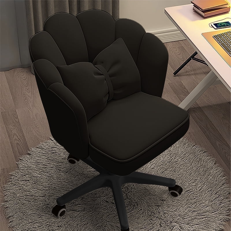 Height Adjustable Office Computer Desk Chairs,Modern Fabric Home Butterfly Chairs,Cute Petal Makeup Chairs for Girls and Women，Black