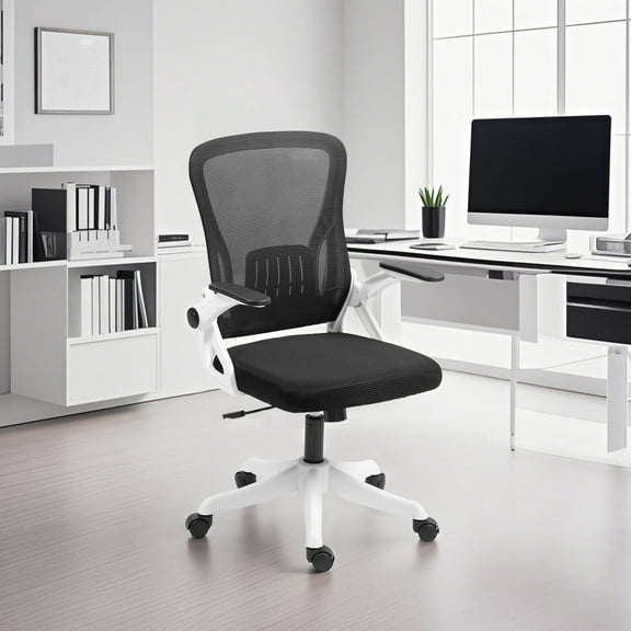 Alvantor Ergonomic Office Chair with Lumbar Support, Flip-Up Armrests & Mesh Back, Black