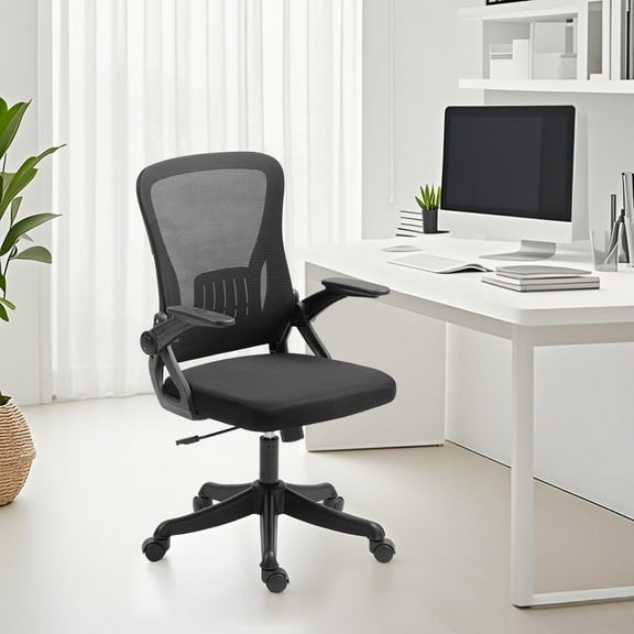Alvantor Ergonomic Office Chair with Lumbar Support, Flip-Up Armrests & Mesh Back, Black