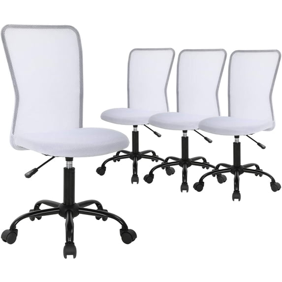 BestOffice Ergonomic Office Chair, Lumbar Support, Swivel Rolling for Men, Women, 4 Pack(White)