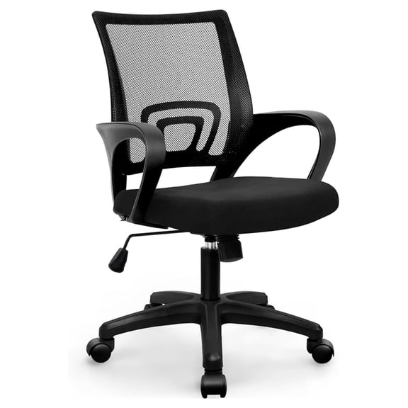 Office Chair with Ergonomic Back Cushion Lumbar Support Adjustable Swivel Rolling Computer Gaming Desk Chair Comfy Mesh Seat Wheels Home Executive Use (1, All Black)