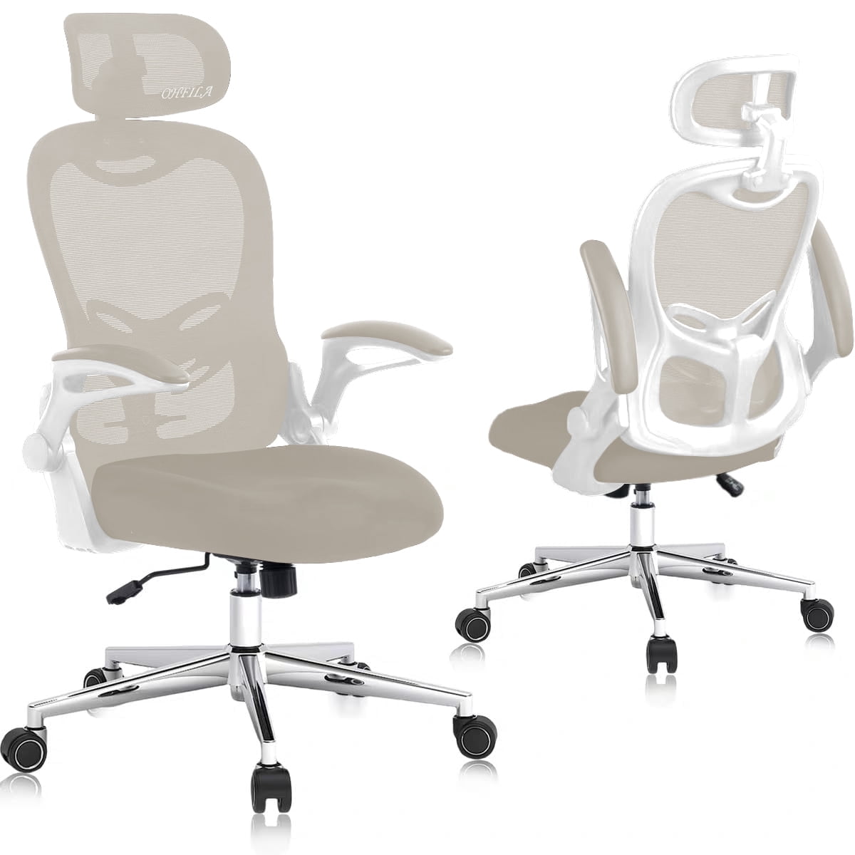 Office Chair, Ergonomic Breathable Mesh,Flip-Up Arms and Adjustable High Back Lumbar Support,Comfy Computer Chair for Home Office