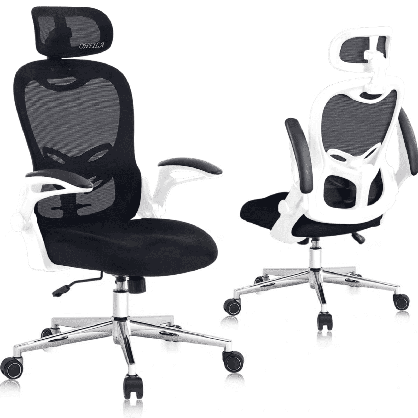 Office Chair, Ergonomic Breathable Mesh,Flip-Up Arms and Adjustable High Back Lumbar Support,Comfy Computer Chair for Home Office