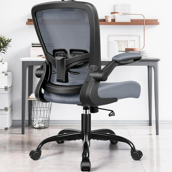 Office Chair, Ergonomic Desk Chair with Adjustable Height and Lumbar Support Swivel Desk Computer Chair with Flip up Armrests for Conference Room, Black