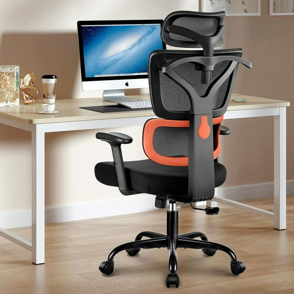 Office Chair, Ergonomic Desk Chair with Adjustable Height and Lumbar Support Swivel Desk Computer Chair with Flip up Armrests for Conference Room, Drak Gray