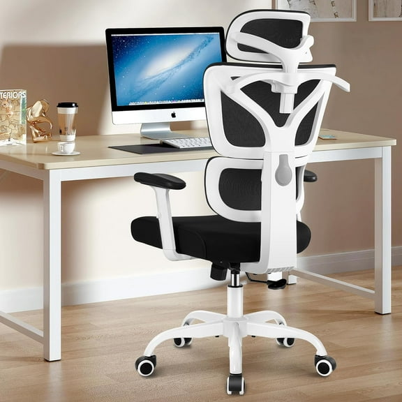 Office Chair, Ergonomic Desk Chair with Adjustable Height and Lumbar Support Swivel Desk Computer Chair with Flip up Armrests for Conference Room, Drak Gray