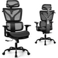 thumbnail image 1 of Office Chair, Ergonomic Desk Chair with Adjustable Height and Lumbar Support Swivel Desk Computer Chair with Flip up Armrests for Conference Room, Drak Gray, 1 of 7