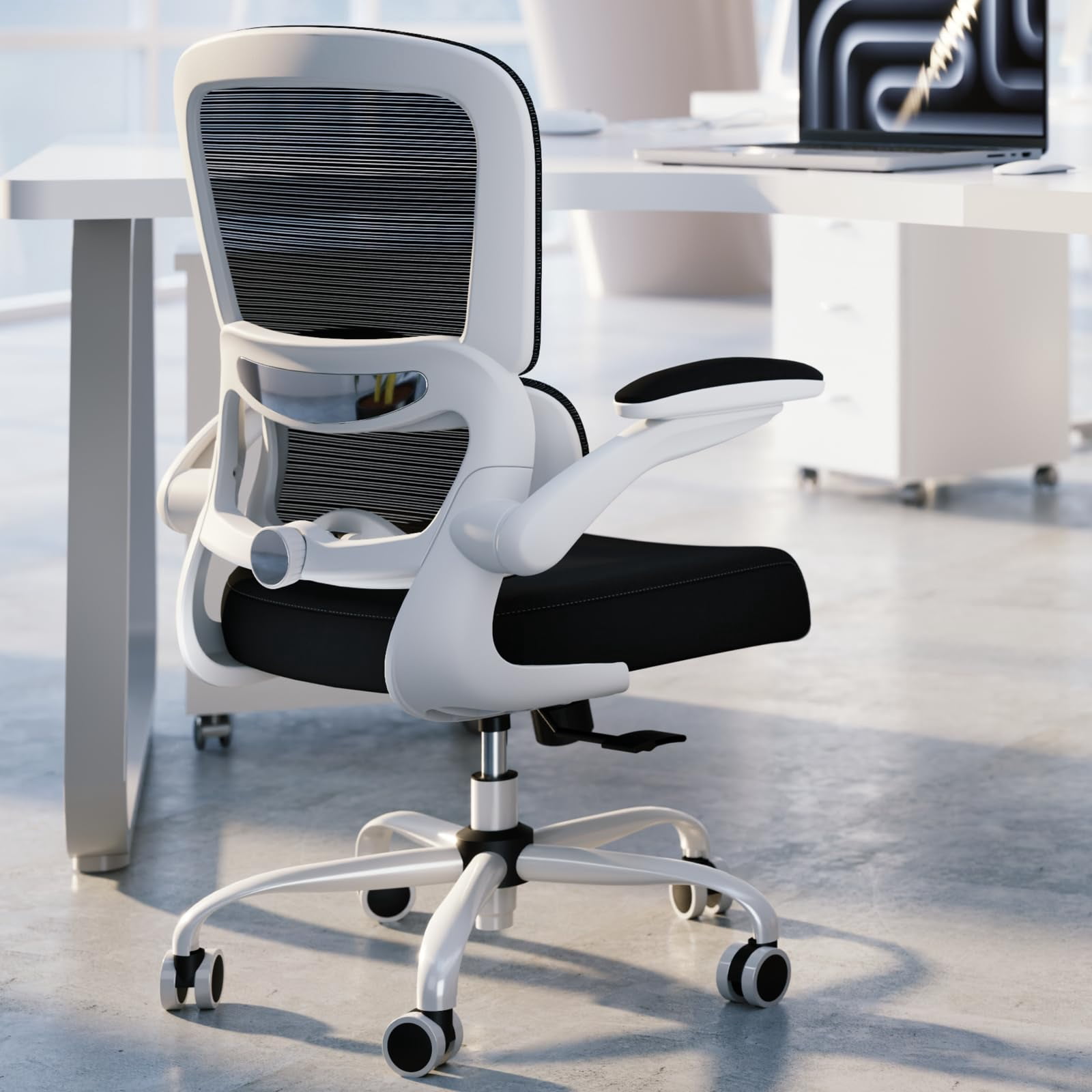Office Chair - Ergonomic Desk Chair with Adjustable Lumbar Support, Mesh Computer Chair, Executive Chairs for Home Office Comfortable Lumbar Support (Black)