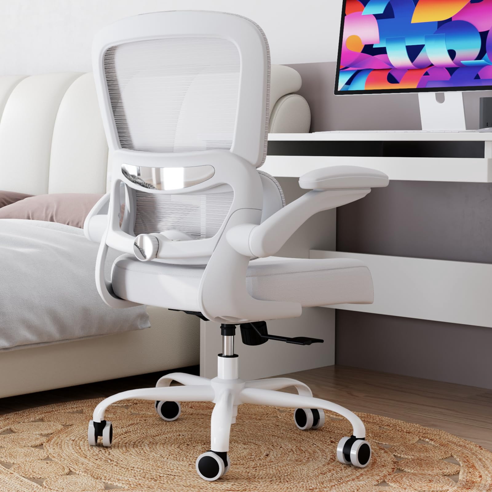 Office Chair - Ergonomic Desk Chair with Adjustable Lumbar Support, Mesh Computer Chair, Executive Chairs for Home Office Comfortable Lumbar Support (Black)