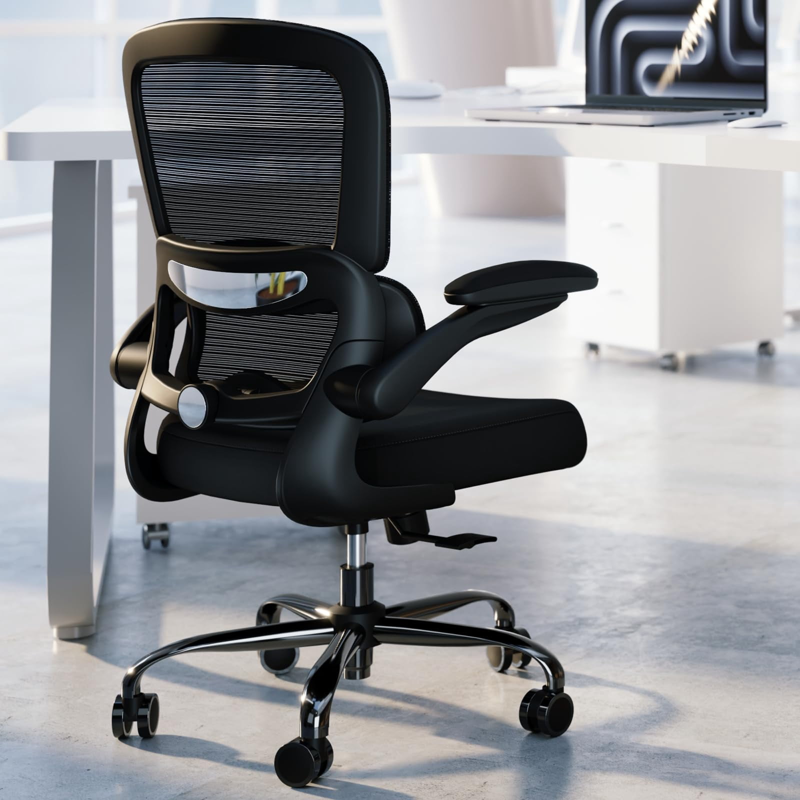 Office Chair - Ergonomic Desk Chair with Adjustable Lumbar Support, Mesh Computer Chair, Executive Chairs for Home Office Comfortable Lumbar Support (Black)