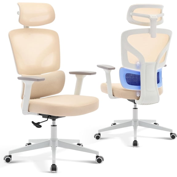 Office Chair Ergonomic Desk Chair - Home Mesh Office Desk Chair with Adjustable Lumbar Support, High-Back Computer Gaming Chair with Headrest 3D Armrests, Rolling Swivel Task Chairs for Home, Office