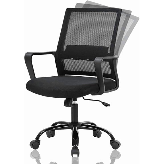 Office Chair Ergonomic Desk Chair, Mid Back Mesh Computer Chair- Executive Office Chair Rolling Swivel Adjustable Stool,Modern Task Chair with Armrests Lumbar Support Wheels (Black)