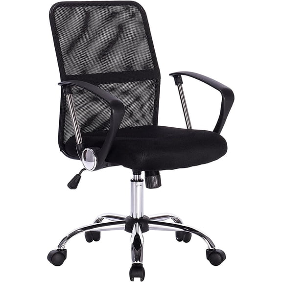 Office Chair Ergonomic Desk Chair Mid-Back Mesh Home Office Swivel Rolling Computer Task Chair with Wheels Armrests Lumbar Support