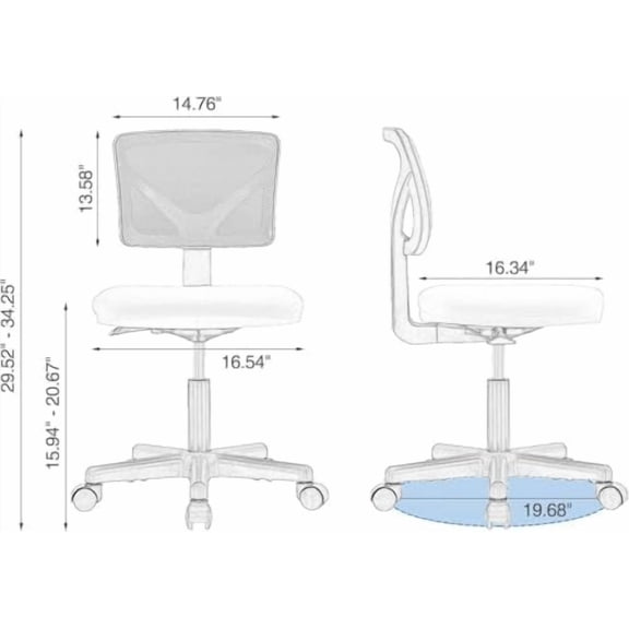 Office Chair, Ergonomic Low-Back Mesh Rolling Work Swivel Chairs with Wheels, Armless Comfortable Seat Lumbar Support for Home, Bedroom, Study, Student, Adults,Classic Blue