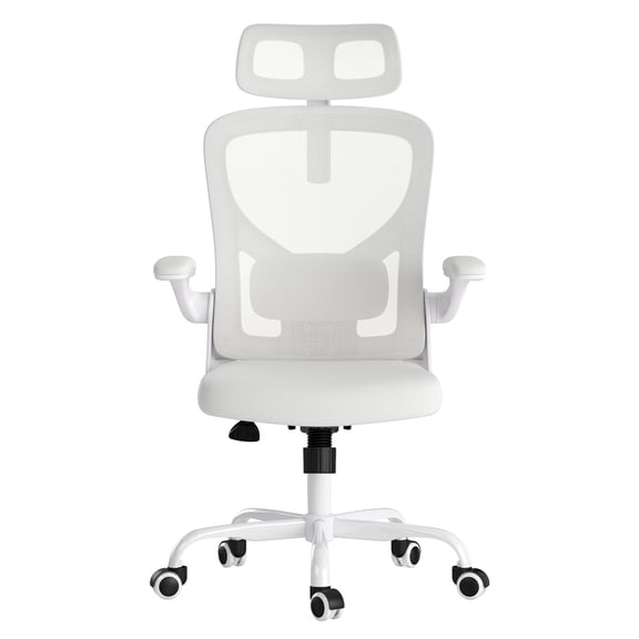 Office Chair Ergonomic Office Chair, Home Office Desk Chair with Headrest, High Back Computer Chair with Armrests and Adjustable Lumbar Support for Home Office Study Room, White,Ergonomic Office Chai
