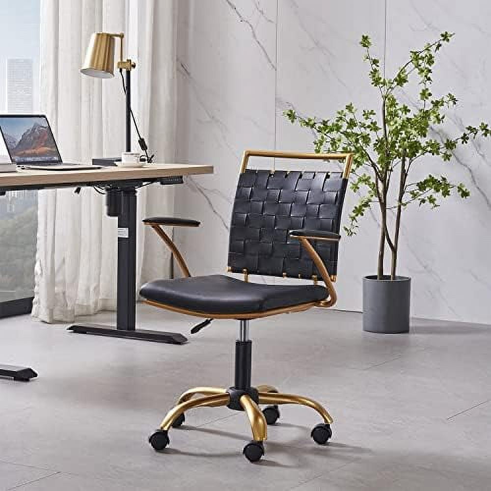 Office Chair Ergonomic Vegan Leather Swivel Chair Black Office Chair