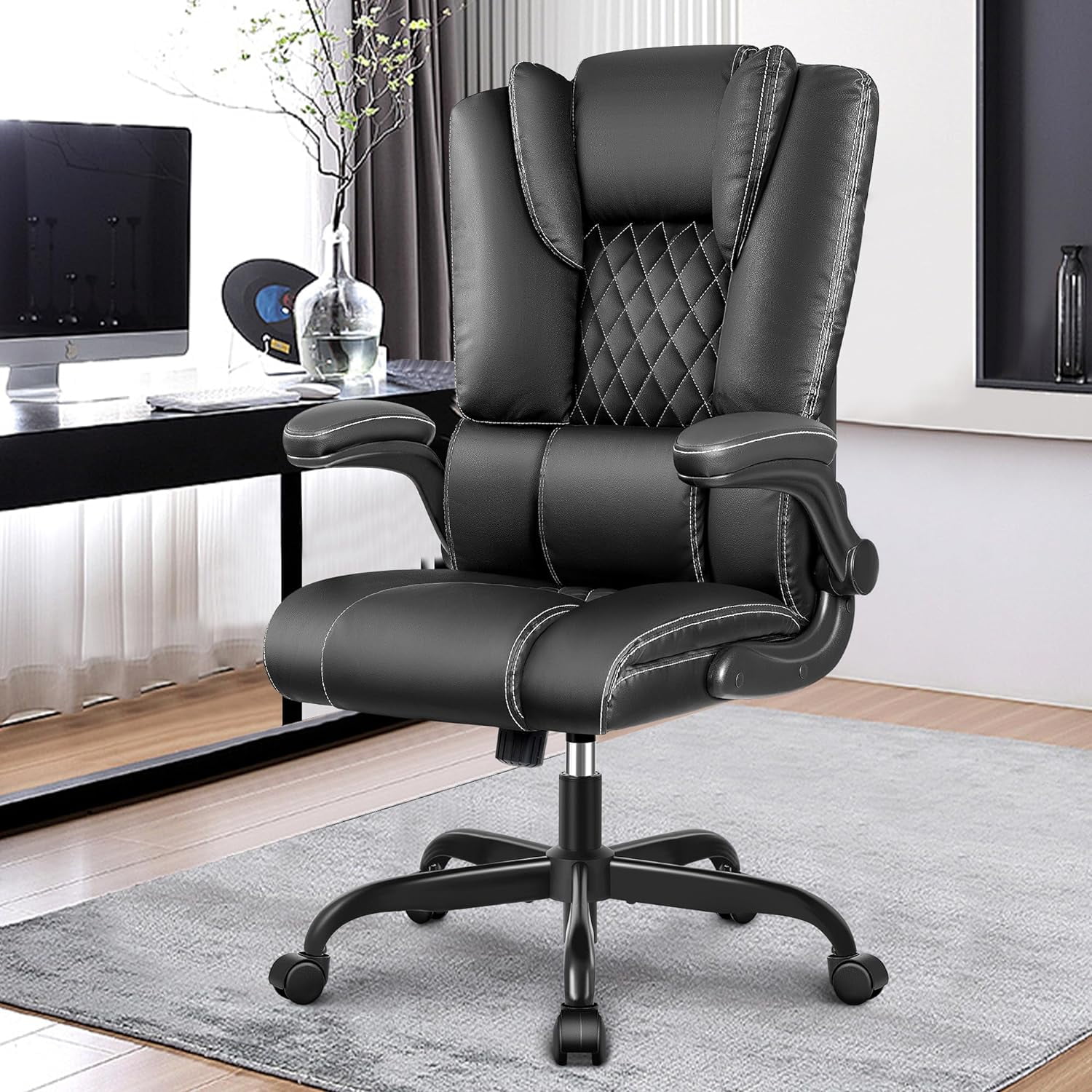 Office Chair, Executive Leather Chair Home Office Desk Chairs Ergonomic ...