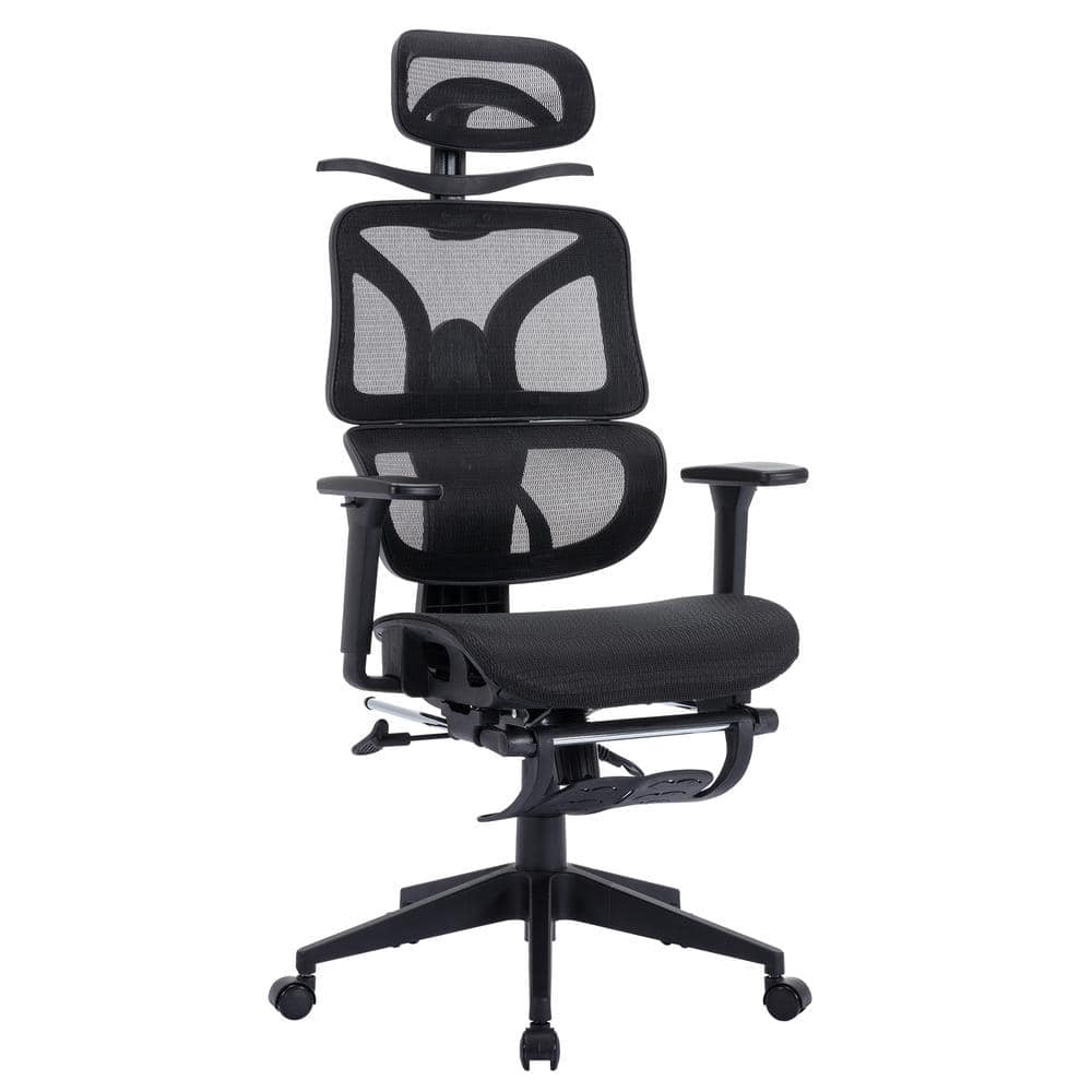 Office Chair Fabric Swivel Ergonomic Swivel Task Chair in Black with ...