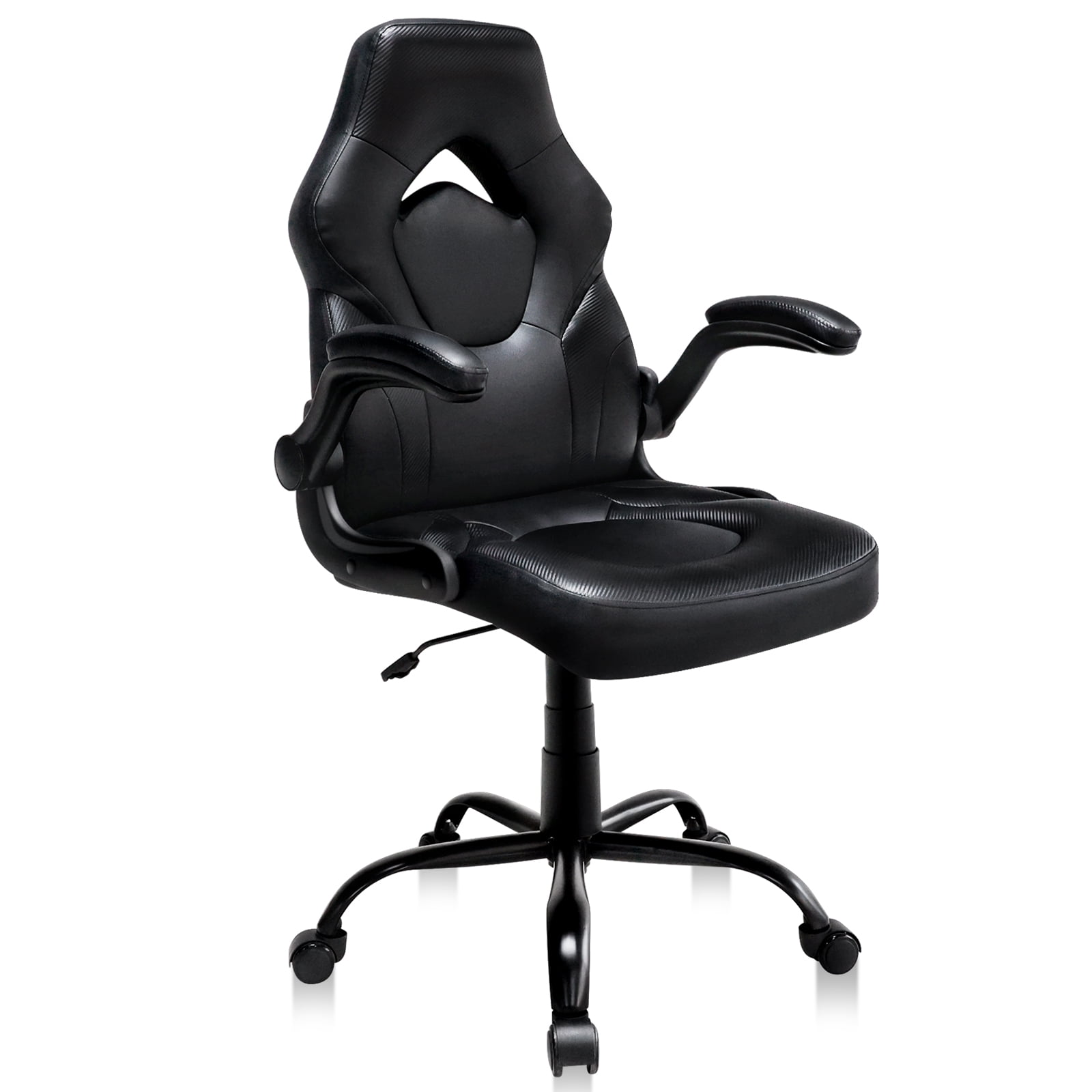 Office Chair with Flip-up Armrests, Ergonomic Bonded Leather Computer ...