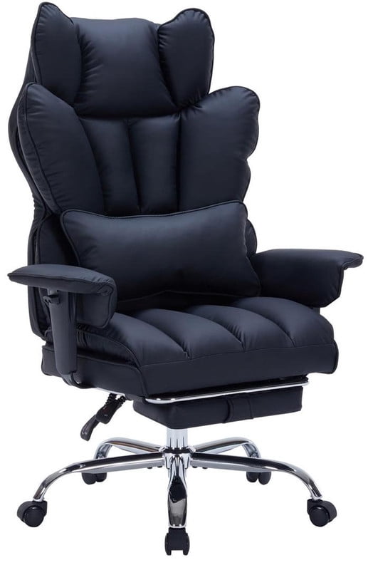 Office Chair with Footrest, 440LBS Capacity Big and Tall Executive Chair, Ergonomic High Back Desk Chair with Reclining Function, Faux Leather Computer Chair for Home Office