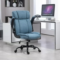 Office Chair High Back Ergonomic Executive Chair Comfortable Fabric Padded Home Office Desk Chairs with Flip-up Adjustable Armrest Swivel Wheels (Blue)