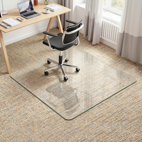 Office Chair Mat 45" x 45" Tempered Glass Floor Protector