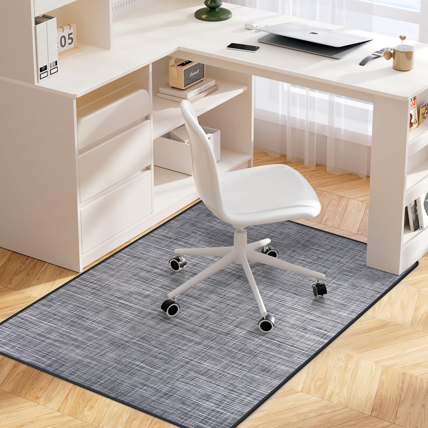 Office Chair Mat For Hardwood Floor 36 X 48 Under Desk Computer Rug For Rolling Chair Large Heavy Duty Gaming Chair Mat Slip Resistant Floor Protector Light Gray Walmart