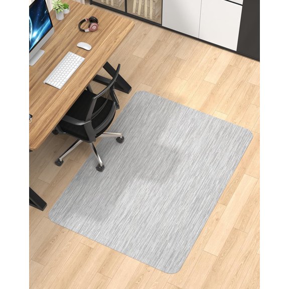 Office Chair Mat for Hardwood Floor, 35.4"*47.2" Desk Computer Chair Mat for Hard Wood, Large Anti-Slip Hard Floor Protector, PVC Mat Desk Rug for Office and Home Silver Grey