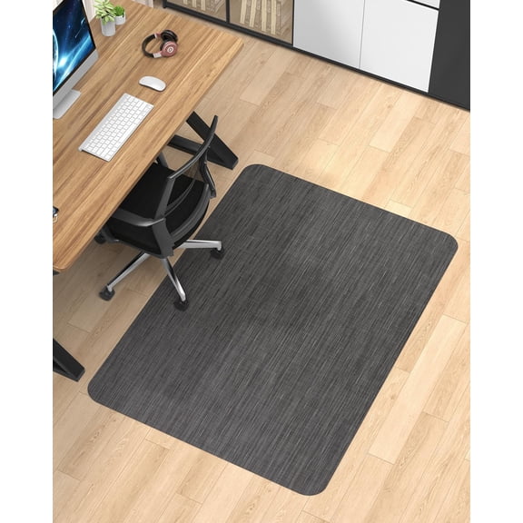 Office Chair Mat for Hardwood Floor, 35.4"*47.2" Desk Computer Mat for Hard Wood, Large Anti-Slip Hard Floor Protector Rolling Chair Mat, PVC Desk Rug for Office Black