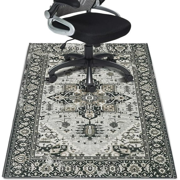 Office Chair Mat for Hardwood Floor 36"X 48" Computer Desk Chair Carpet Retro Boho Office Mats for Rolling Chairs Carpet Non-Slip Floor Protector Mat for Office Home Hard Floor & Tile Floor