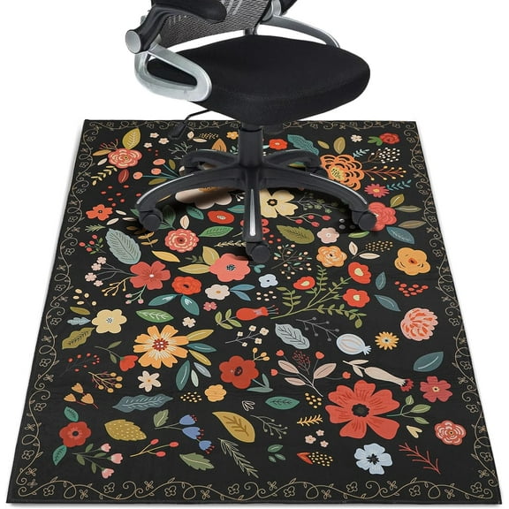 Office Chair Mat for Hardwood Floor 36"X 48" Office Rugs for Gaming Rolling Chairs Computer Desk Chair Non-Slip Boho Floral Protector Mats for Hard Floor & Tile Floor Decor
