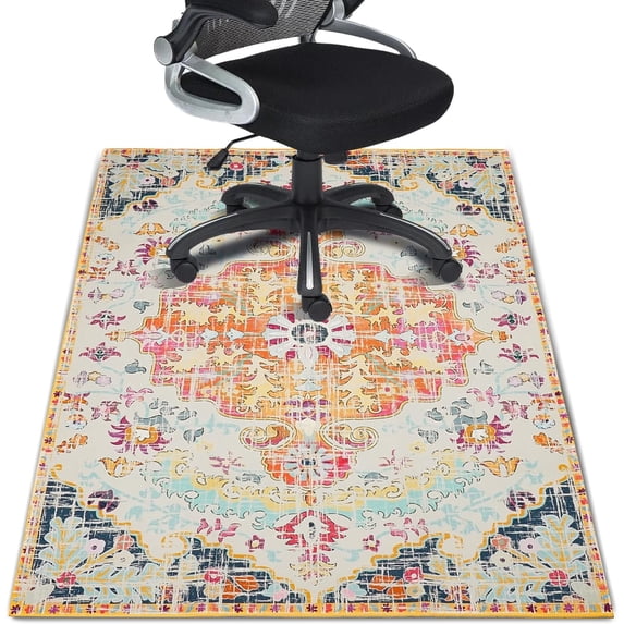 Office Chair Mat for Hardwood Floor 36"X 48" Office Rugs for Gaming Rolling Chairs Computer Desk Chair Non-Slip Retro Boho Protector Mats for Hard Floor & Tile Floor Decor