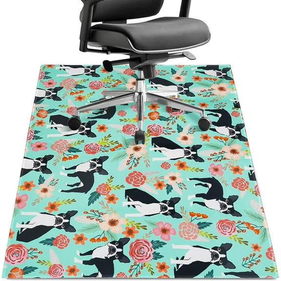 Office Chair Mat for Hardwood Floor 36"X 48" Rectangle Gaming Rolling Chairs Rugs for Office Computer Desk Chair Non-Slip Game Protector Mats for Hard Floor & Tile Floor,Carpet Decor(Boston Terrier)