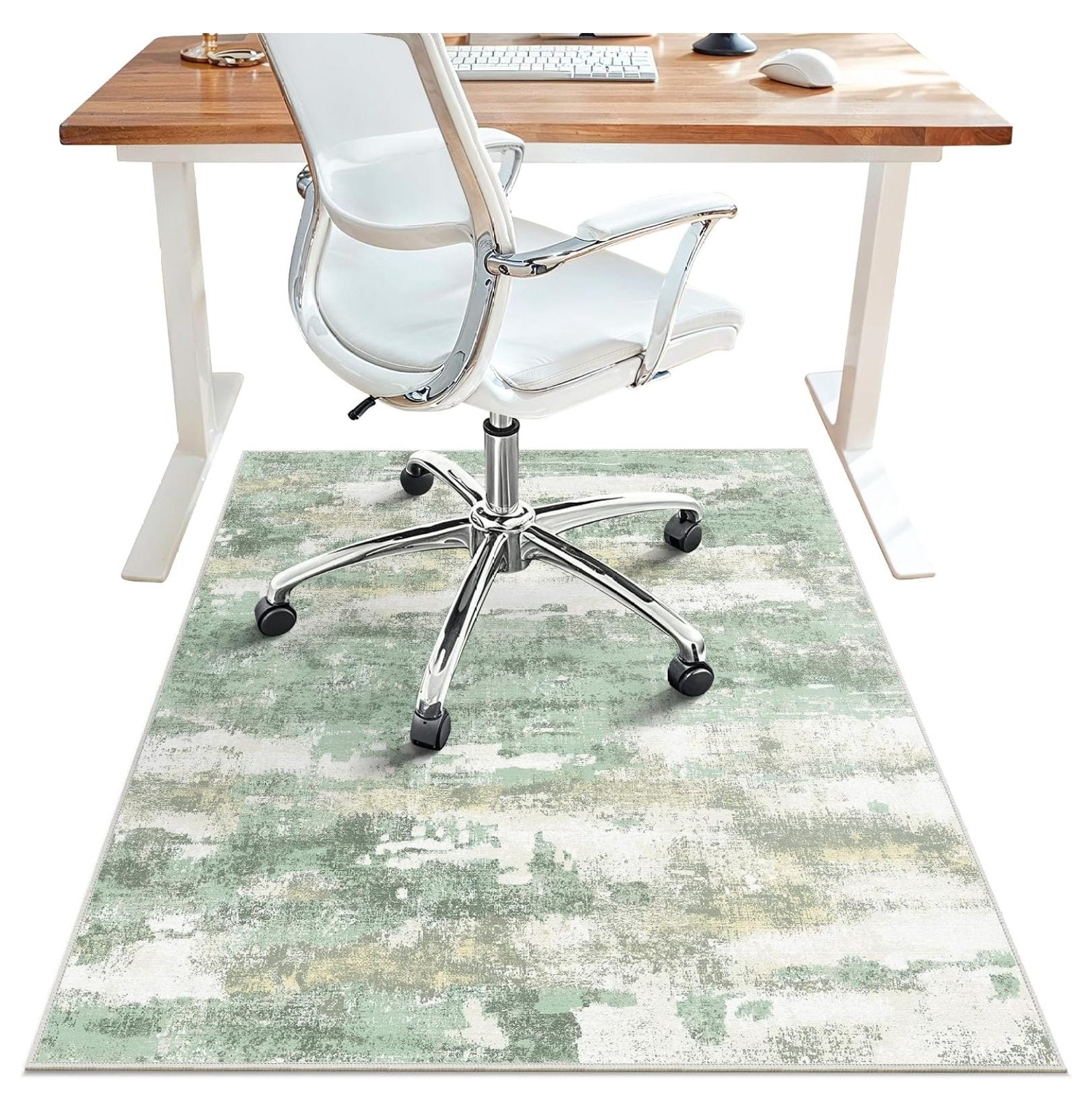 Office Chair Mat for Hardwood Floor 36 x Inch Abstract Green Non-Slip ...