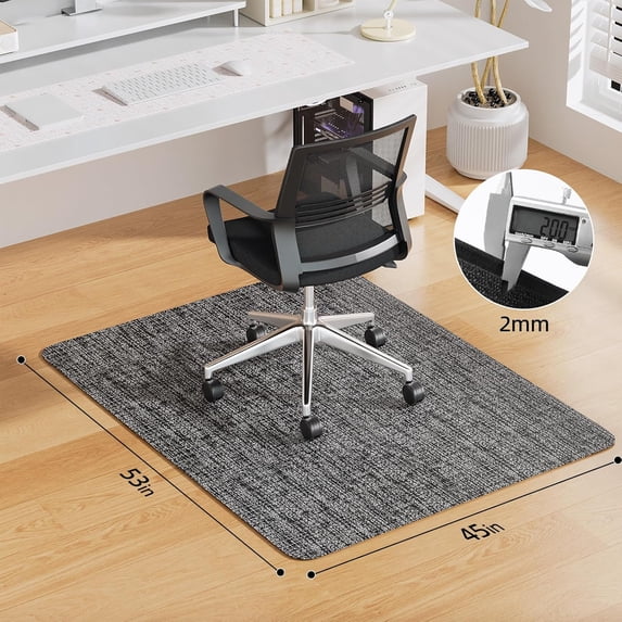 Office Chair Mat for Hardwood Floor, 45" x 53" Under Computer Desk Floor Protects for Rolling Chair, Non Slip PVC Woven Gaming Chair Mat, Not for Carpet (Blackwhite, 45" x 53")
